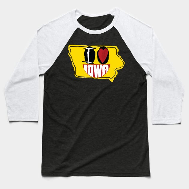 I Love Iowa Happy Face Baseball T-Shirt by pelagio